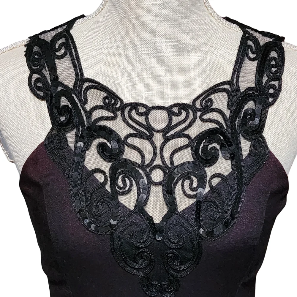 JESSICA MCCLINTOCK Womens Small Black Lace Maxi Dress Whimsigoth Gown Gothic - Picture 3 of 13